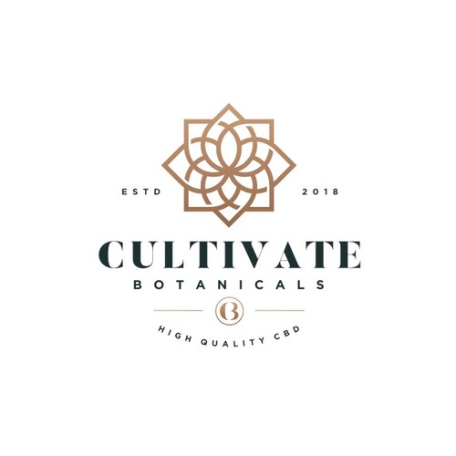 Modern geometric logo for Cultivate Botanicals,  CBD Company looking for a lifestyle brand logo