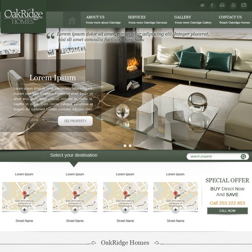 Website design for Oakridge Homes