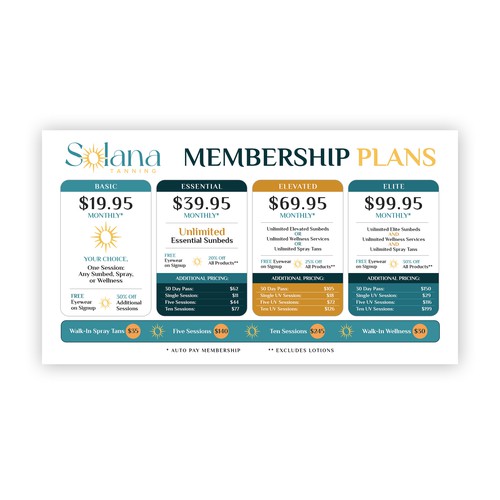 Tanning digital menu