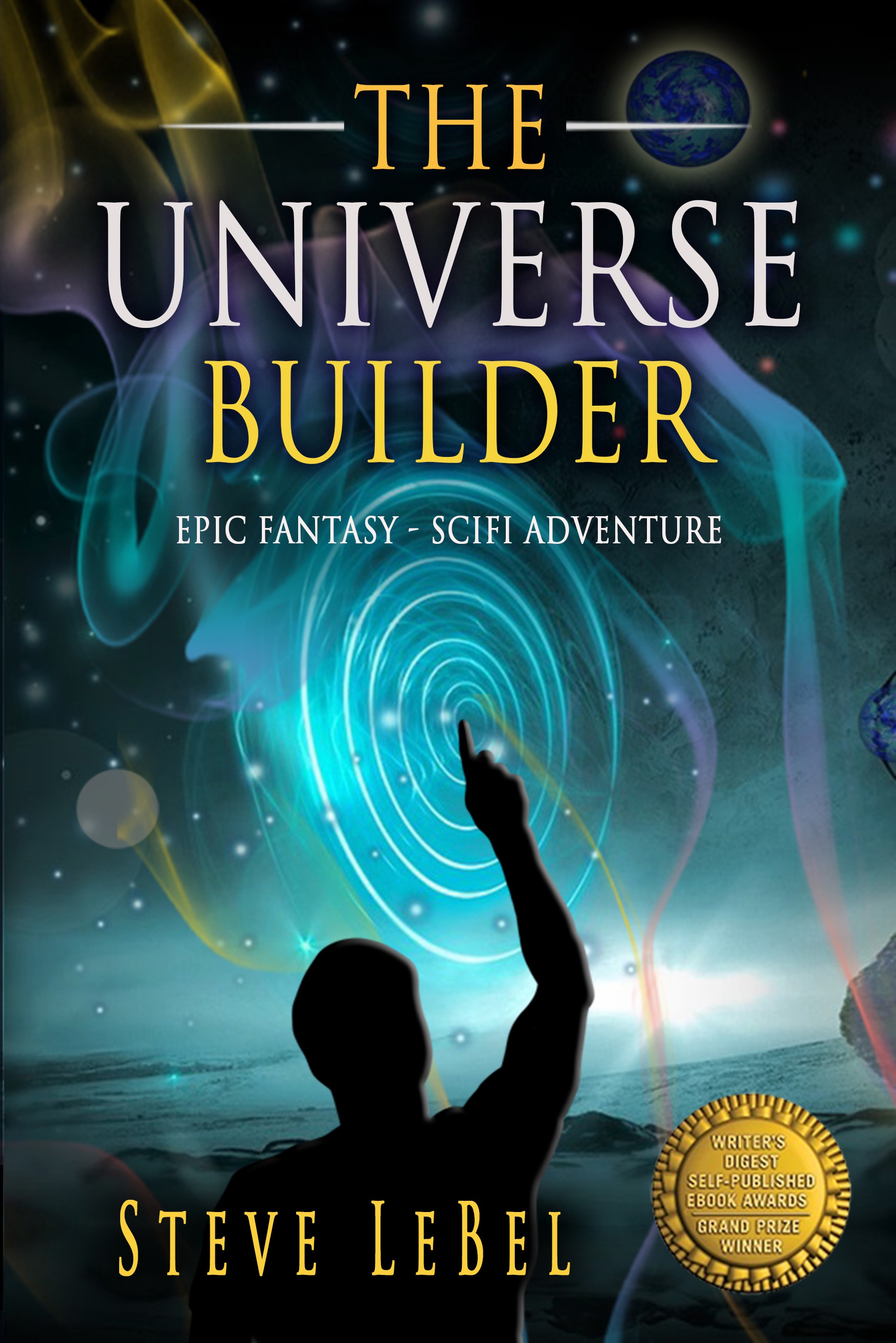 Book cover for a god who builds universes for a living.