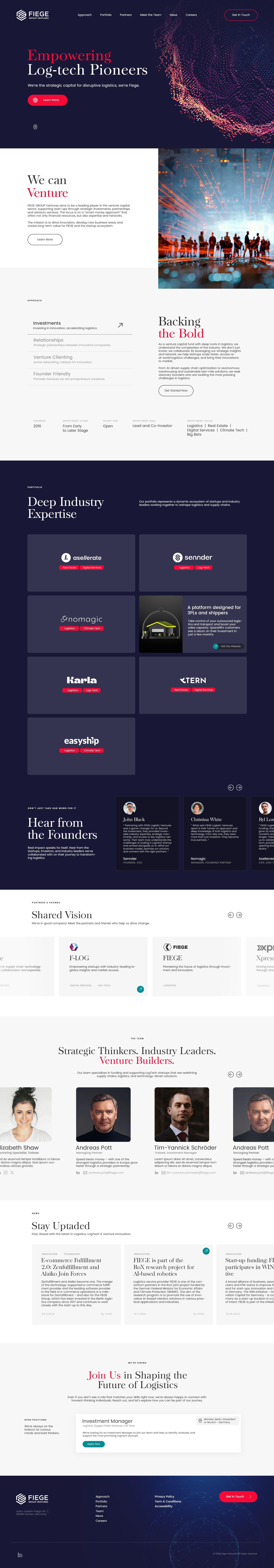 Website-design for a Corporate VC fund in the log-tech area