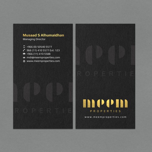 Gold Foil Vertical Business Card Design