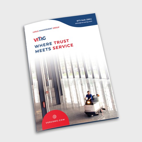Clean, minimalistic bifold brochure for facility managers
