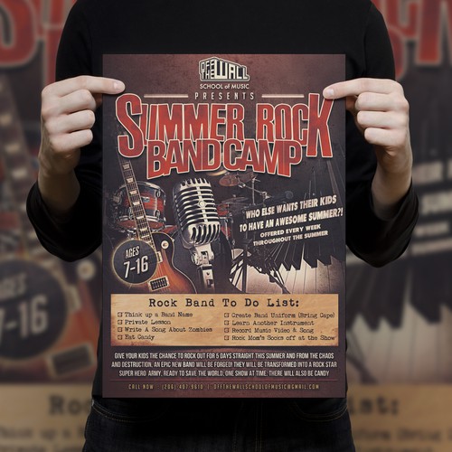 Create a Rock Band Camp Flyer for Seattle Music School