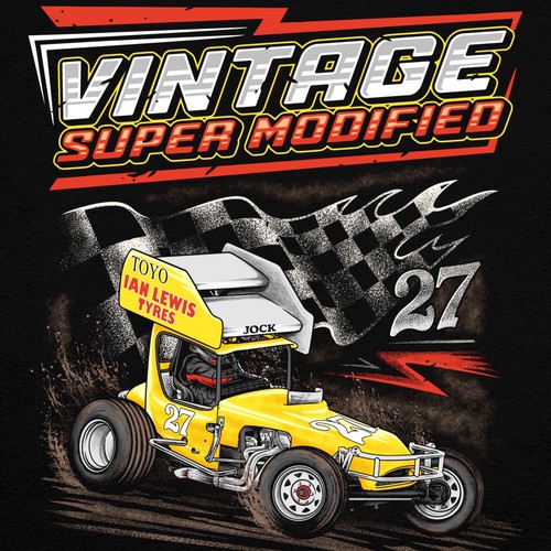 Vintage sprint car tshirt design 