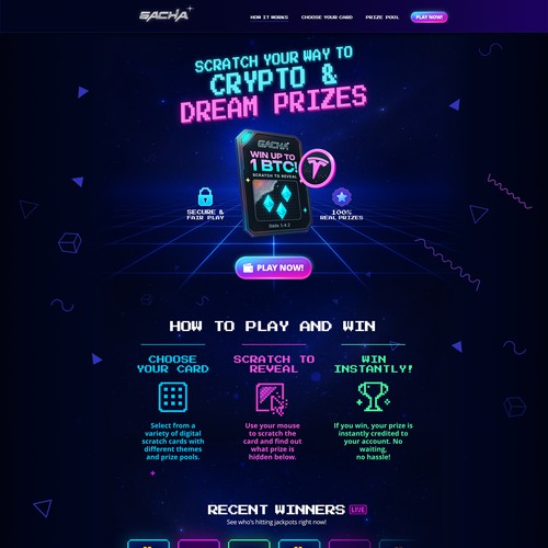 Neon Y2K Scratch Card Landing Page