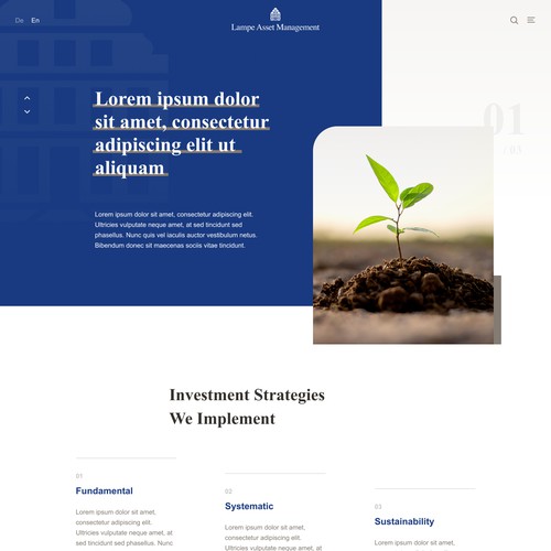 WordPress Theme Design for new homepage of high-class Asset Manager