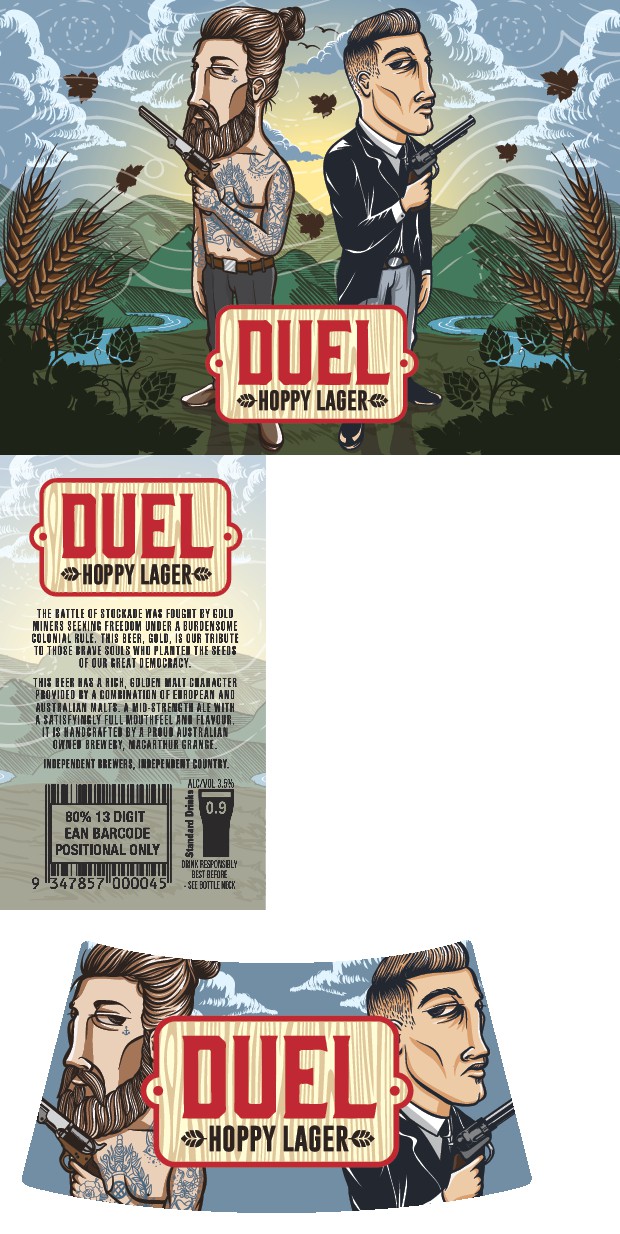 Design imagery for our new craft beer brew, "Duel" Lager.