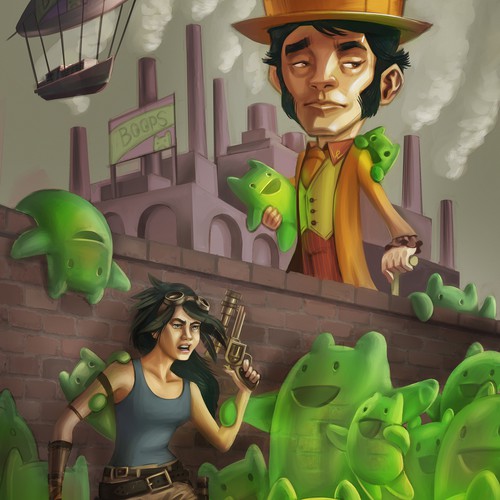 Steampunk Fantasy Book Cover Illustration