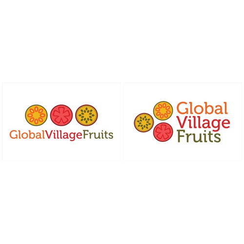 New logo for Global Village Fruits - healthy, delicious, exotic, organic, + social impact