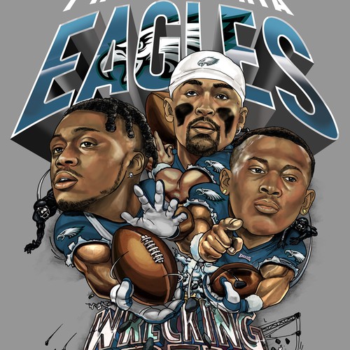 The Philadelphia Eagles "Wrecking Crew" Realistic Sport Illustration 