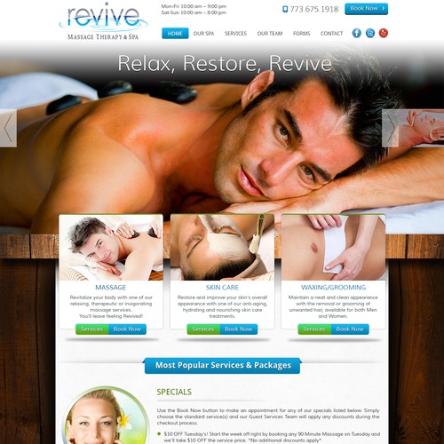 Modern/Sleek Website design for Revive Massage Therapy & Spa