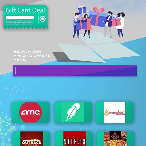 Page design for a Gift Cards' Website