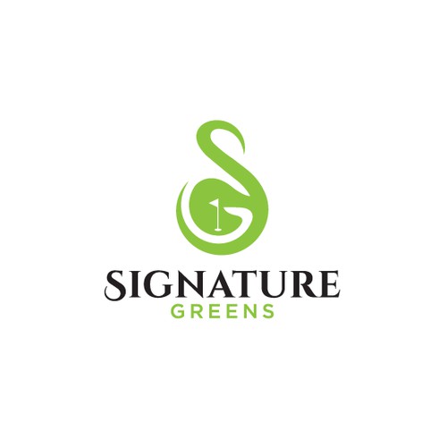 Negative space logo concept for Signature Greens