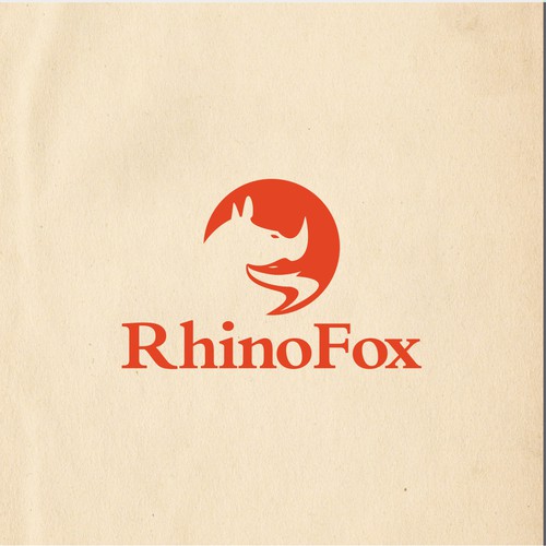 Negative space logo for Rhinofox