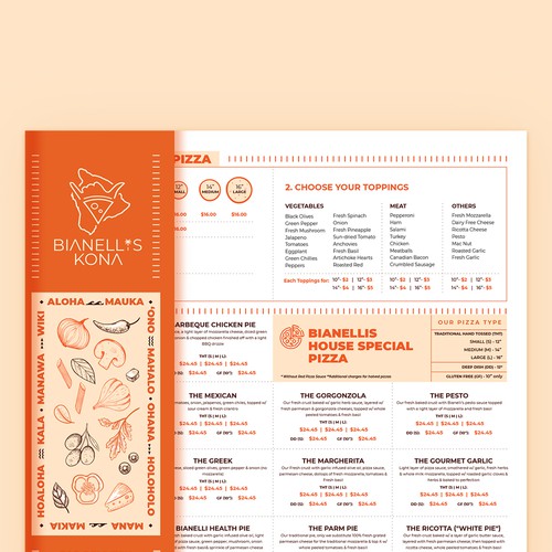 Modern Menu Design for an Award Winning Pizzeria