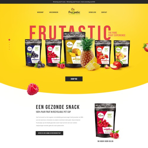 Freeze-dried fruits: creative, playful, healthy & colorful landing page