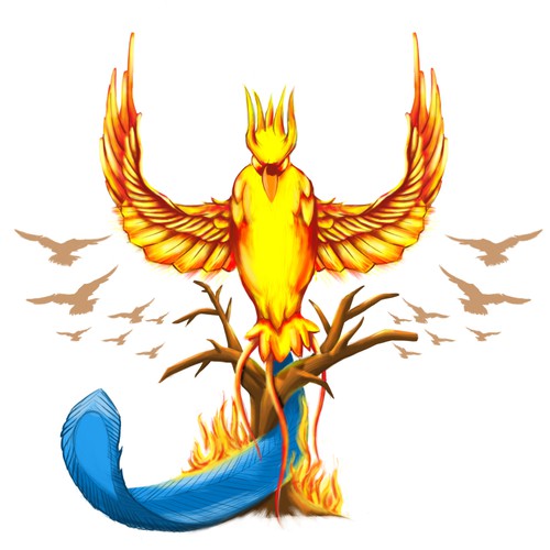 Create an unique phoenix tree fire tattoo