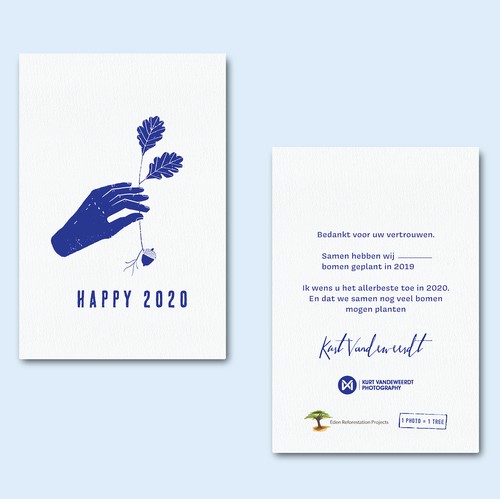 Minimal designed Happy New Year postcard with nature vibe