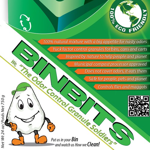 High impact label needed for BinBits Odor Control Granules 