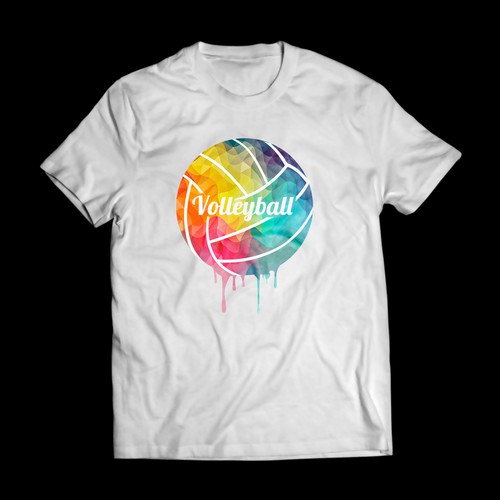 Design a tshirt with bright paint colors and negative space wording.