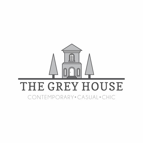 Create a contemporary, casual and chic logo for The Grey House-unique boutique: gifts, clothing and interior.