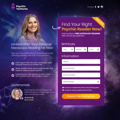 PsychicVentures Landing page 