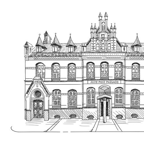 Hand drawn of a facade