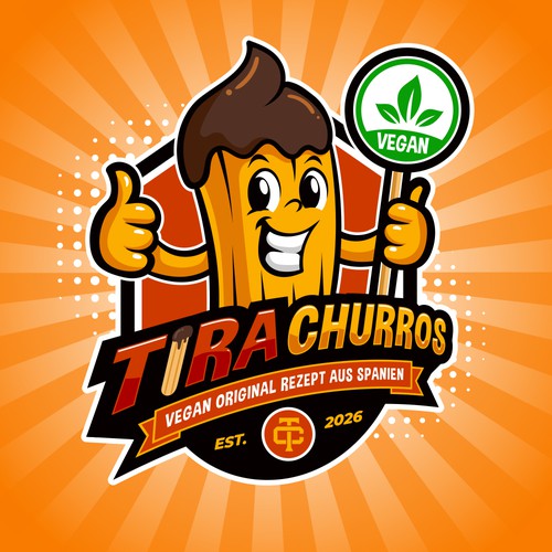 Churros cartoon mascot logo
