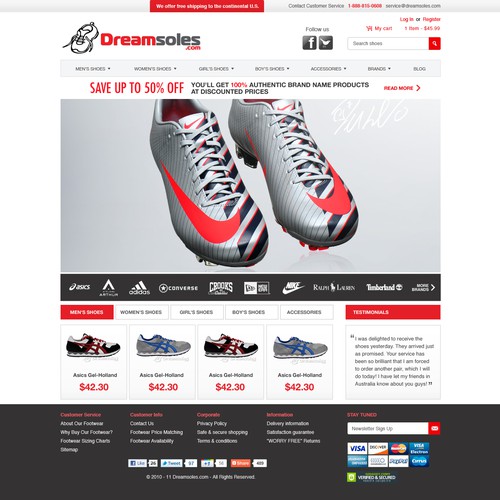 Help Dreamsoles.com LLC with a new website design