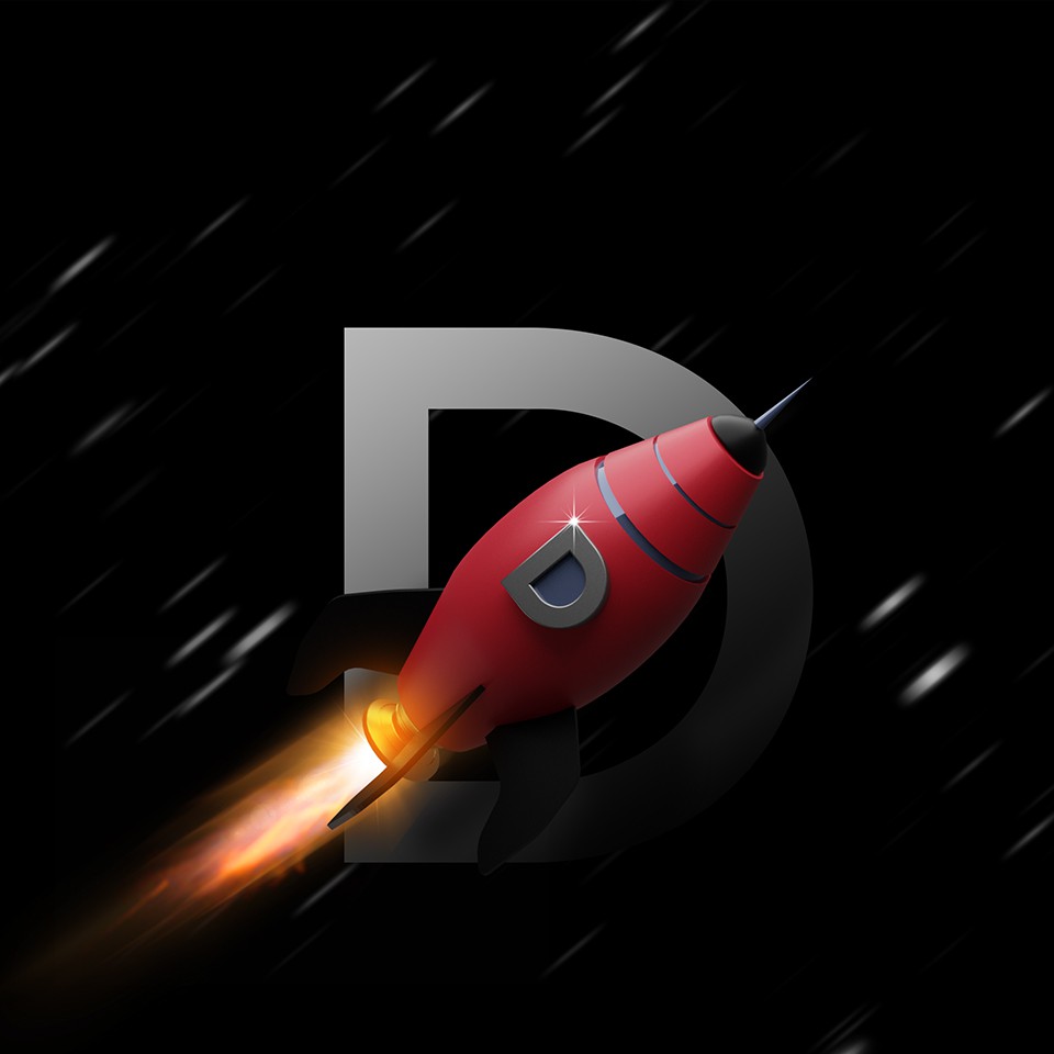 Modernized Rocket Graphics Design Branding Asset