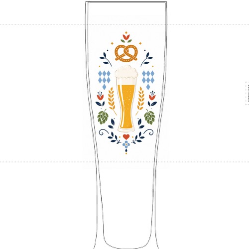 Illustration for drinking glasses inspired by Wheat Beer and Bavarian Culture