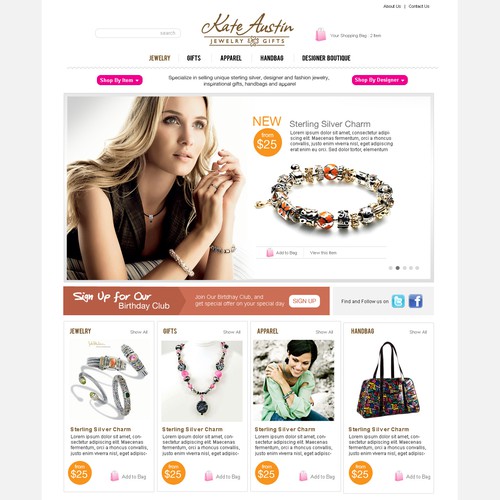 Help Kate Austin Jewelry and Gifts with a new website design