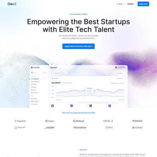 One page website design for a top web agency