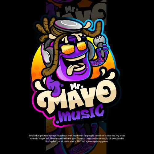 Cool and hip hop inspired cartoon mascot for Mr. Mayo music