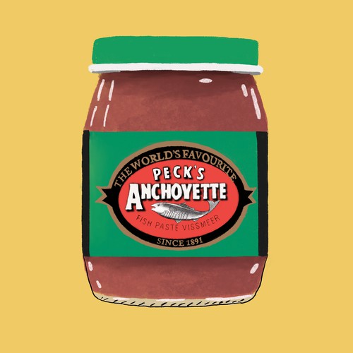Hand illustrated local favorite anchovette paste 