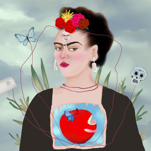 Frida Kahlo and Apple logo redesign