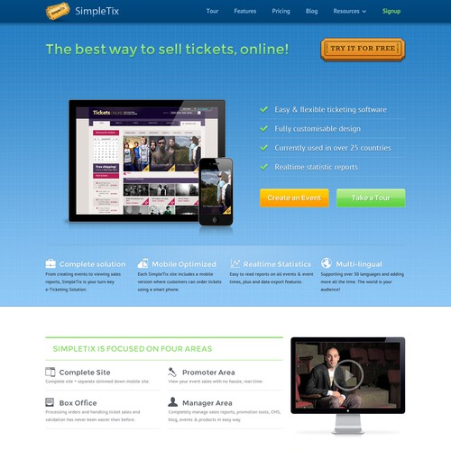 SimpleTix eTicketing app - needs a new website design