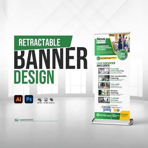 Retractable Banner Design for Cleaning Company