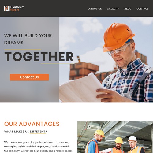 Home page for a construction company