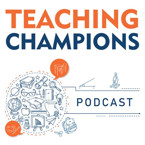 Design inspiring podcast cover art for a motivating teacher podcast
