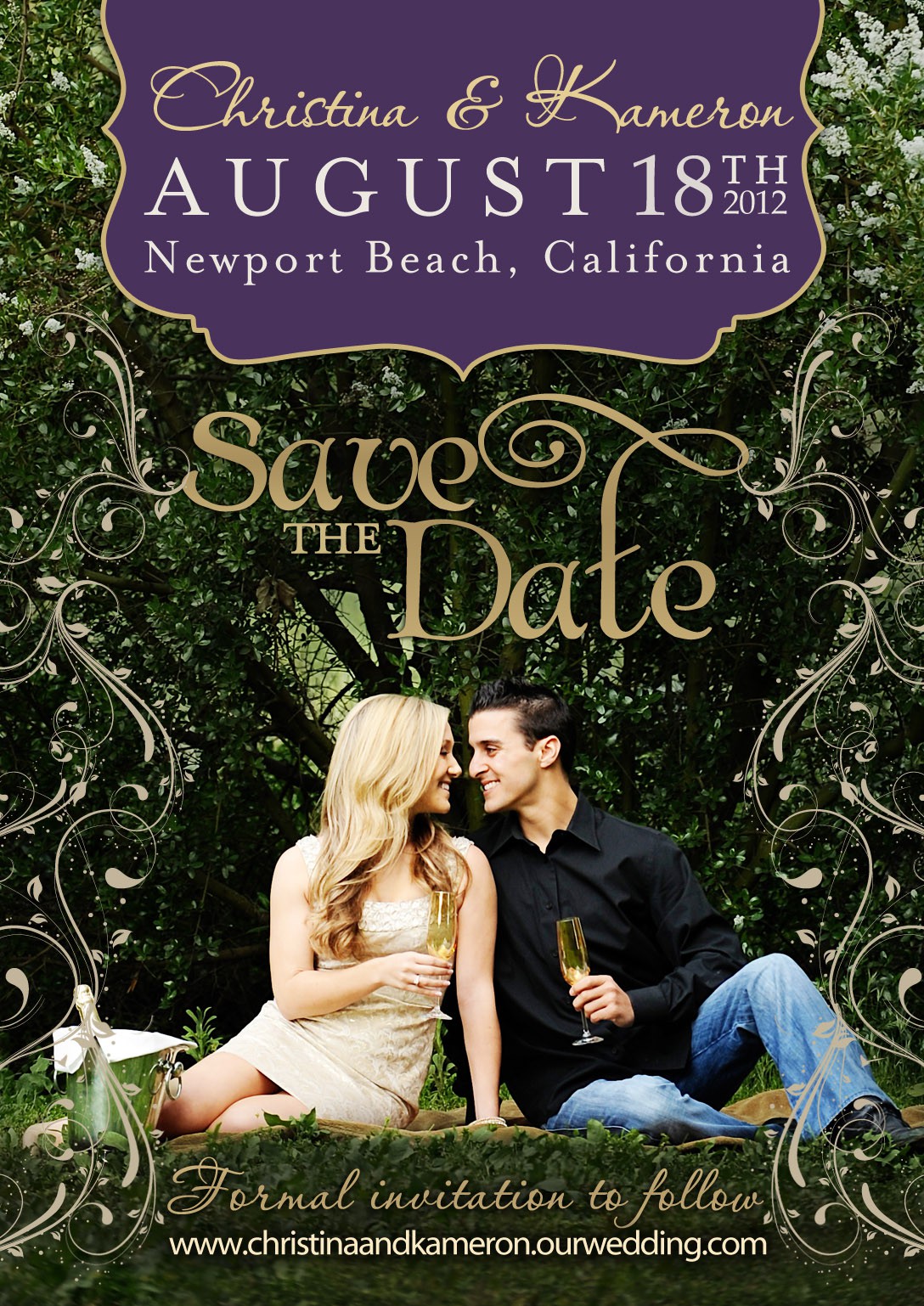 Create the next design for Personal Use: Christina and Kameron, soon to be married!