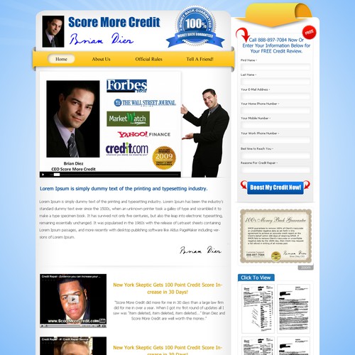 Credit Repair Service - Redesign 1 Page