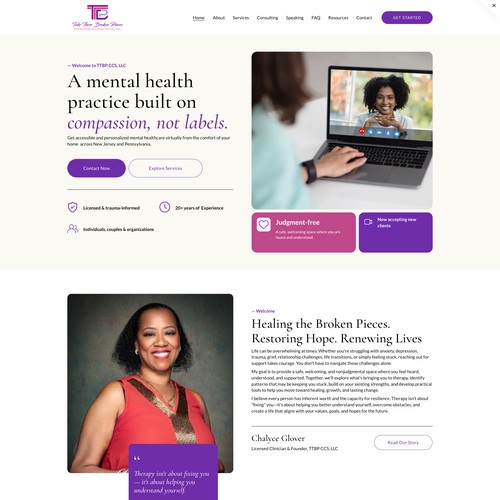 Custom Squaresapce website for TTBP Counseling