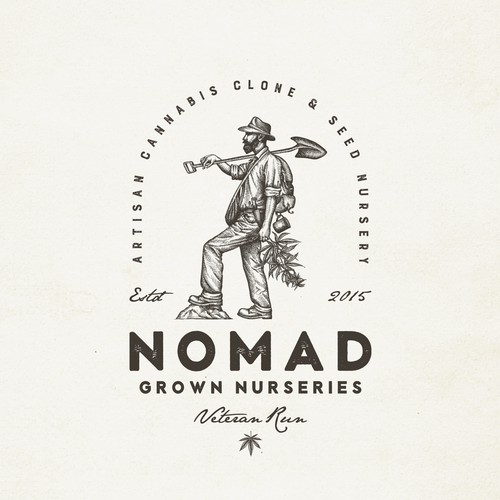  Vintage logo design for a small hand crafted and hand grown legal medical cannabis and seed nursery in California.
