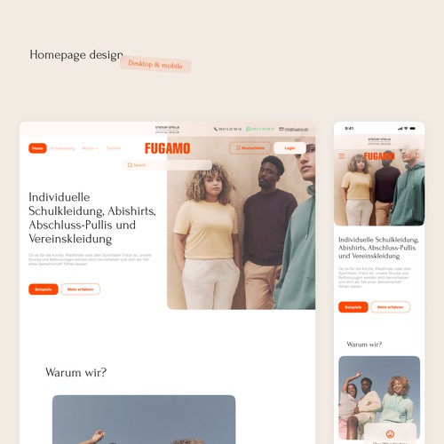 Website design for a clothing brand