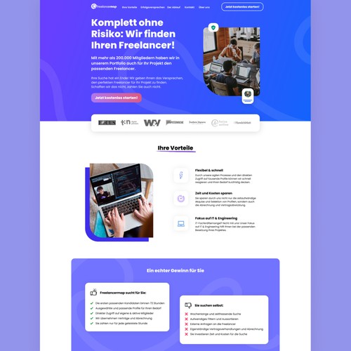 Agency for Freelancing specialists - landing page design