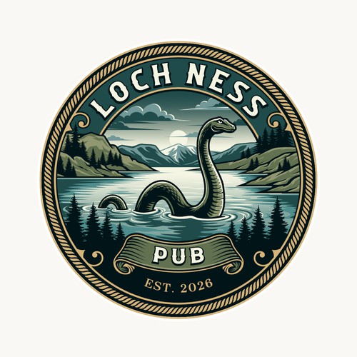 Circular emblem logo for Loch Ness Pub