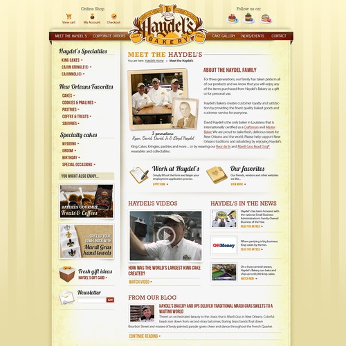 Haydel's Bakery (king cake shop) needs a website design!
