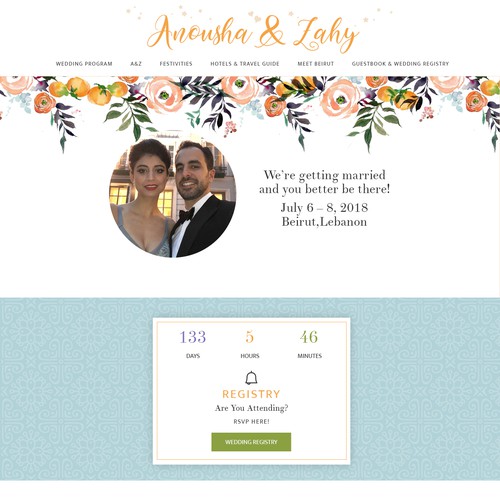 Cool, Fresh, Mediterranean Wedding Website